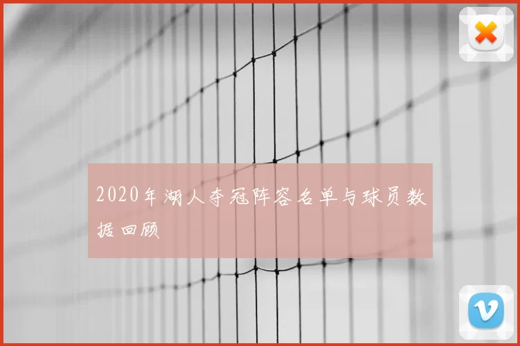 2020年湖人夺冠阵容名单与球员数据回顾
